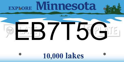 EB7T5G Minnesota License Plate