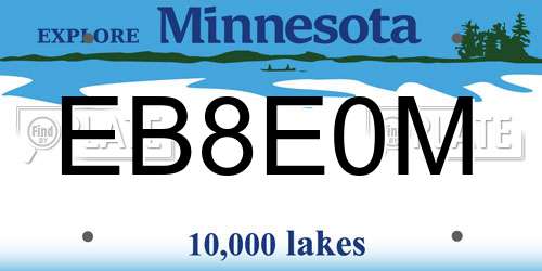 EB8E0M Minnesota License Plate