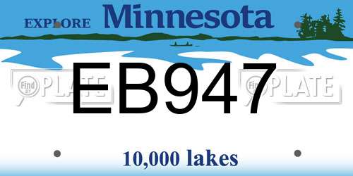 EB947 Minnesota License Plate