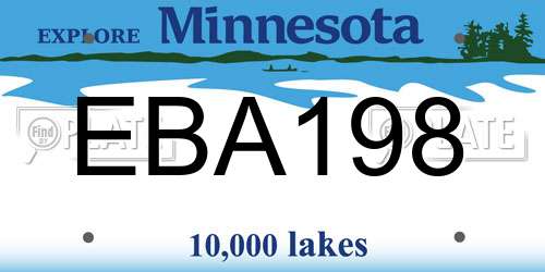 EBA198 Minnesota License Plate