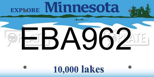 EBA962 Minnesota License Plate