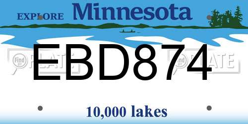 EBD874 Minnesota License Plate