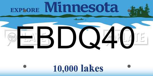 EBDQ40 Minnesota License Plate