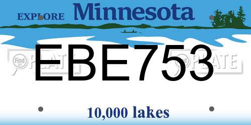 EBE753 Minnesota License Plate