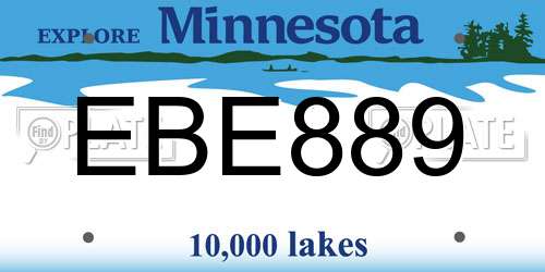 EBE889 Minnesota License Plate