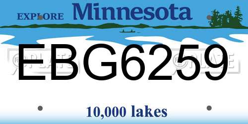 EBG6259 Minnesota License Plate