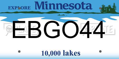 EBGO44 Minnesota License Plate