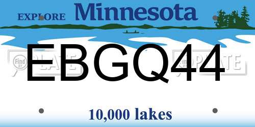EBGQ44 Minnesota License Plate