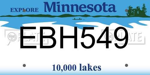 EBH549 Minnesota License Plate