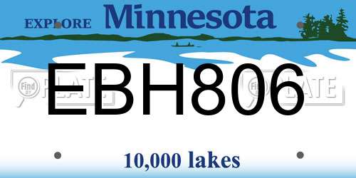 EBH806 Minnesota License Plate