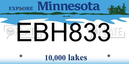 EBH833 Minnesota License Plate