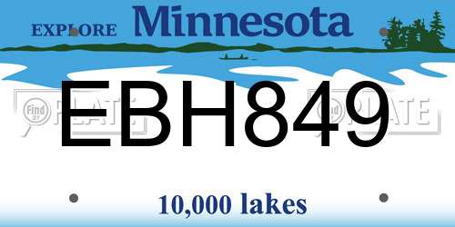 EBH849 Minnesota License Plate