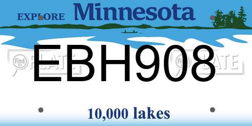 EBH908 Minnesota License Plate