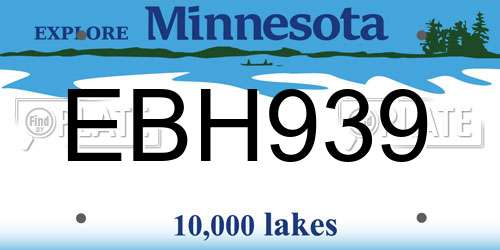 EBH939 Minnesota License Plate