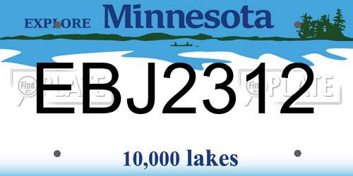 EBJ2312 Minnesota License Plate