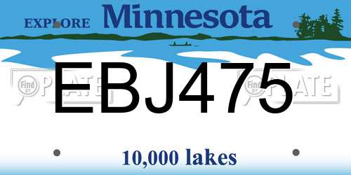 EBJ475 Minnesota License Plate