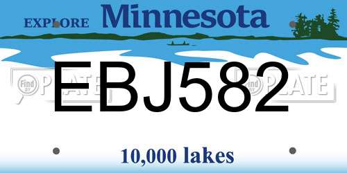 EBJ582 Minnesota License Plate