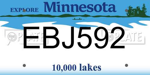 EBJ592 Minnesota License Plate