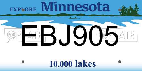 EBJ905 Minnesota License Plate