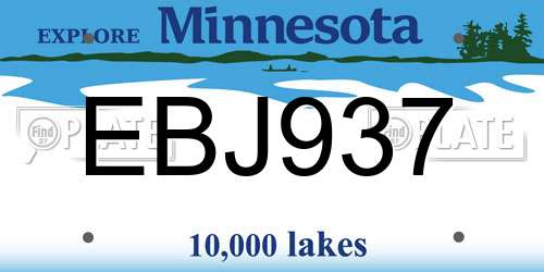 EBJ937 Minnesota License Plate