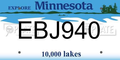 EBJ940 Minnesota License Plate