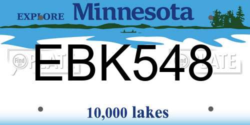 EBK548 Minnesota License Plate