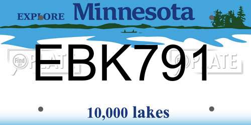EBK791 Minnesota License Plate