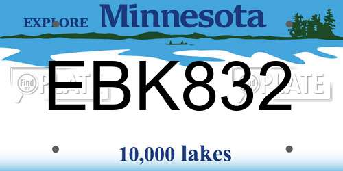 EBK832 Minnesota License Plate