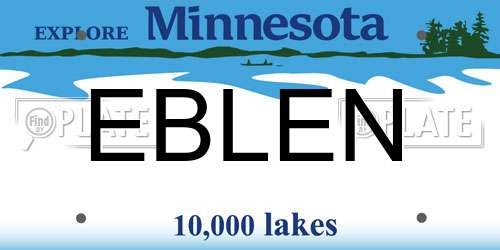 EBLEN Minnesota License Plate