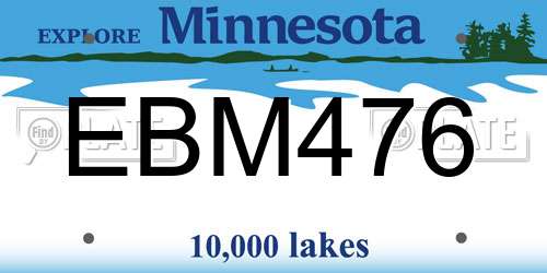 EBM476 Minnesota License Plate