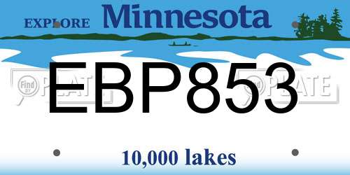 EBP853 Minnesota License Plate