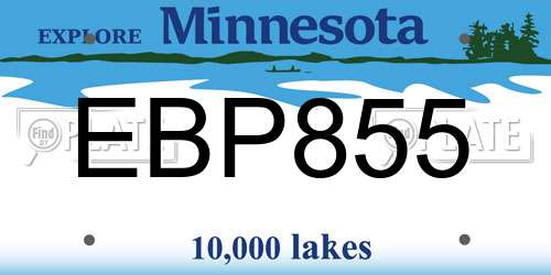 EBP855 Minnesota License Plate