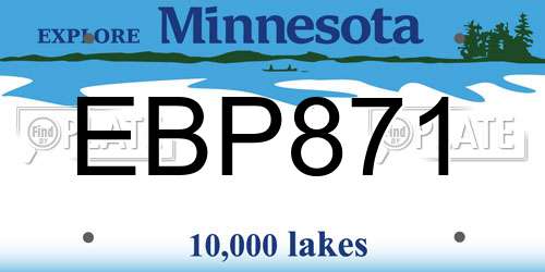 EBP871 Minnesota License Plate
