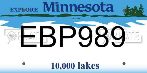 EBP989 Minnesota License Plate