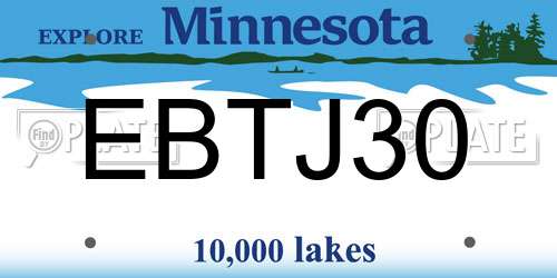 EBTJ30 Minnesota License Plate