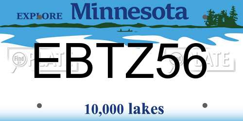 EBTZ56 Minnesota License Plate