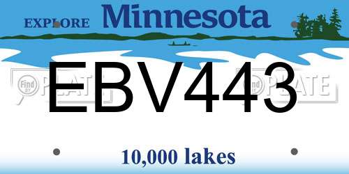 EBV443 Minnesota License Plate