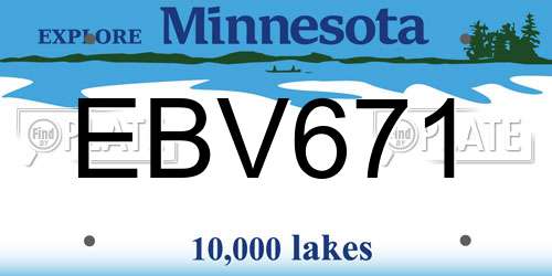 EBV671 Minnesota License Plate