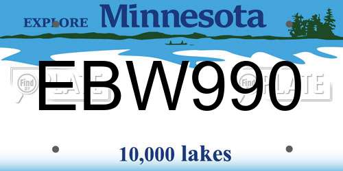 EBW990 Minnesota License Plate