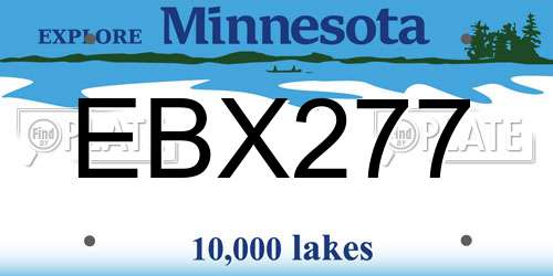 EBX277 Minnesota License Plate