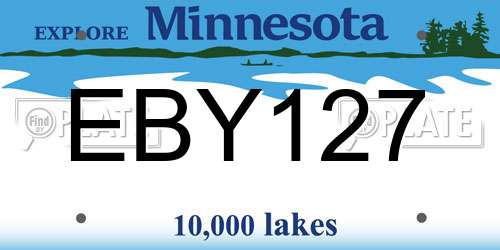 EBY127 Minnesota License Plate