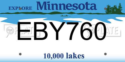 EBY760 Minnesota License Plate