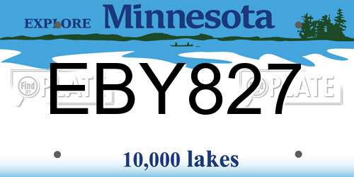 EBY827 Minnesota License Plate