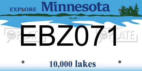 EBZ071 Minnesota License Plate