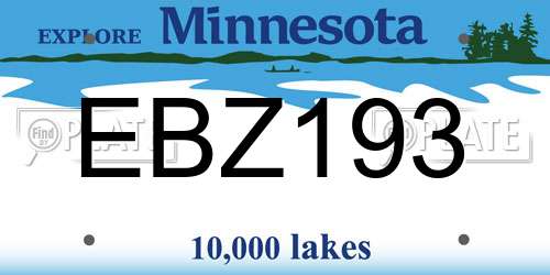 EBZ193 Minnesota License Plate