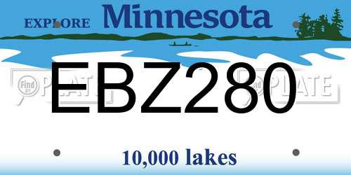 EBZ280 Minnesota License Plate