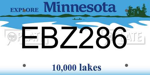 EBZ286 Minnesota License Plate