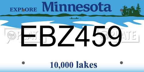 EBZ459 Minnesota License Plate