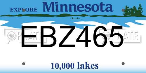EBZ465 Minnesota License Plate