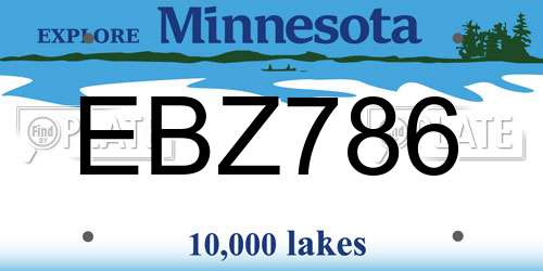 EBZ786 Minnesota License Plate
